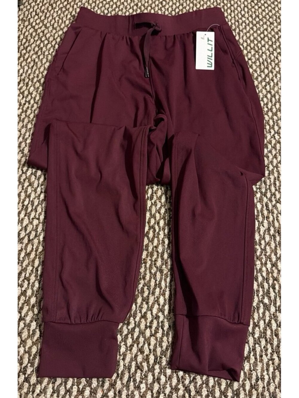 NWT WILLIT Women's Athletic Jogger Pants in Maroon size XS